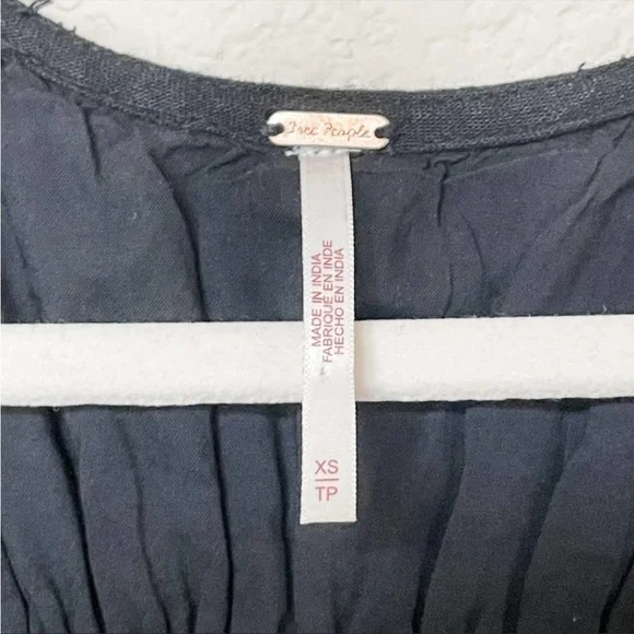 Free People String of Hearts Front Tie Button Down Maxi Dress | Black | … - Picture 7 of 11